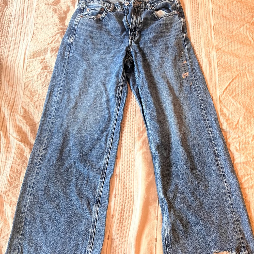 American Eagle Outfitters Blue Flare Wide Leg Jeans